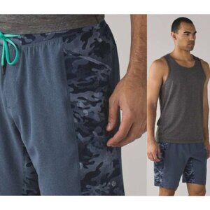 Lululemon Shorts Mens Large Lined Blue Camo Running Active Gym Training
